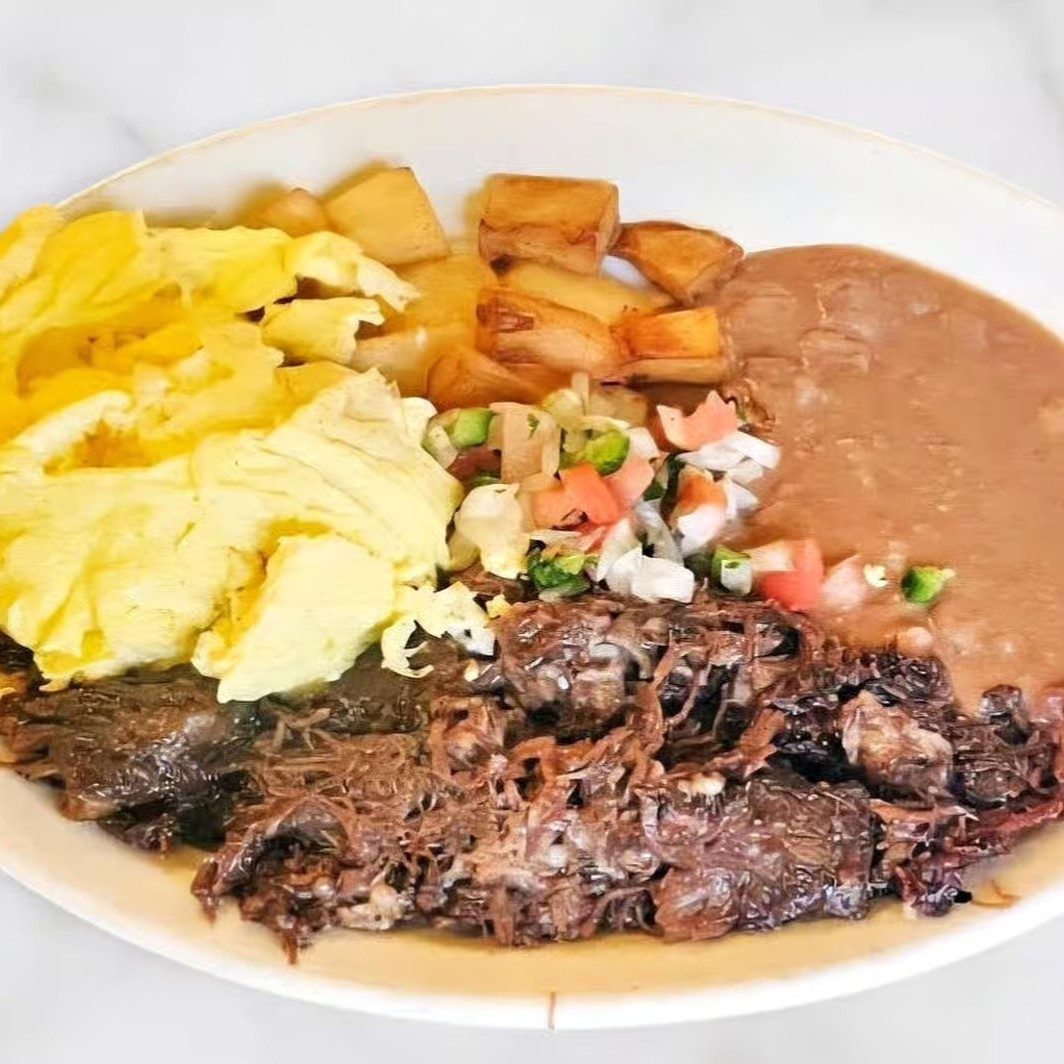 Barbacoa Breakfast Plate.